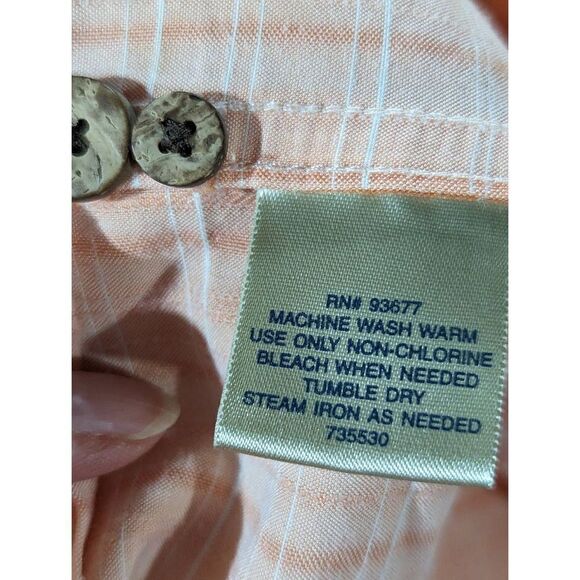 Island Shores Men's Peach Plaid Button Front Short Sleeve Shirt Size XL - Picture 5 of 5